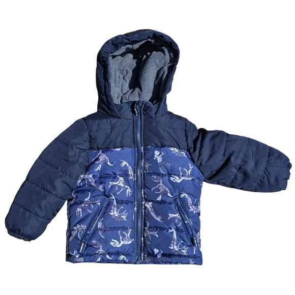 OshKosh B'gosh Other - OshKosh Bgosh Boys 5T Navy Blue Dinosaur Skeleton Print Hooded Puffer Coat